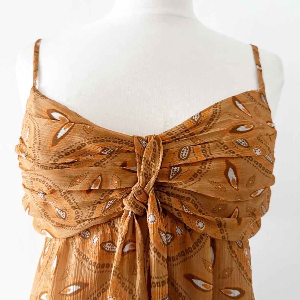 Vintage Y2K Silk INC Burnt Orange Paisley Babydoll Cami Top Size 8 - Picture 3 of 8